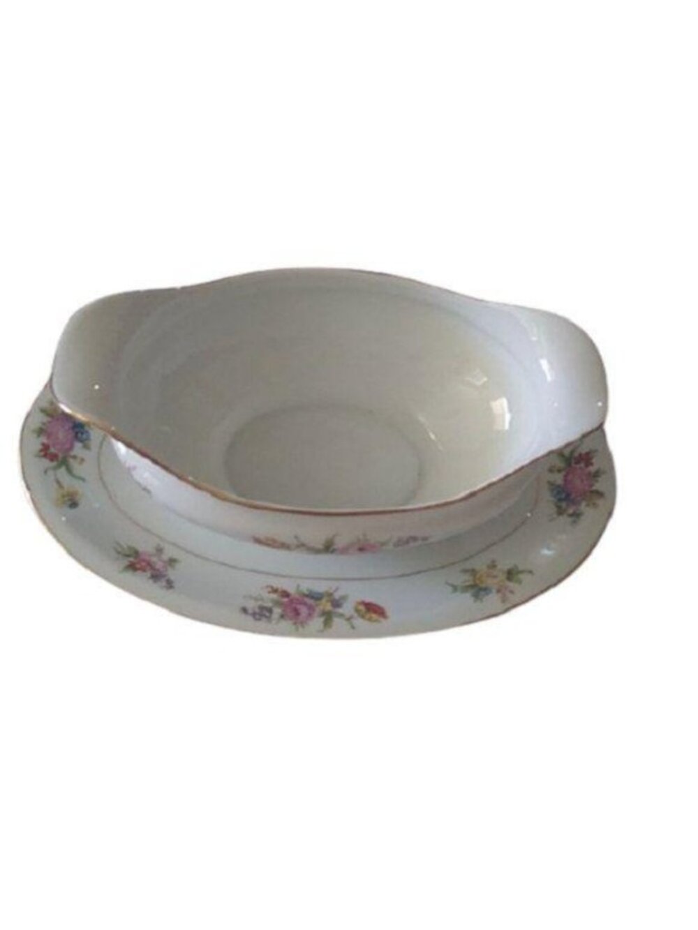 Noritake Phyllis 318 Gravy Boat w/attached Liner plate